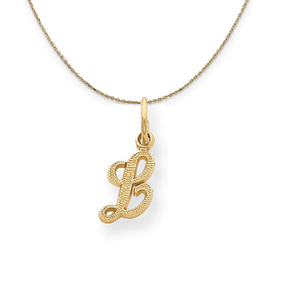 Black Bow Jewelry Company Sadie 14k Yellow Gold Satin Script Initial Necklace Letter L