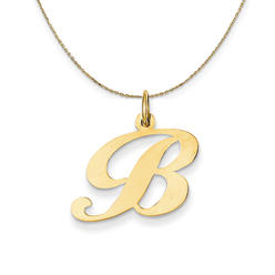 Black Bow Jewelry Company 14k Yellow Gold, Ella Med Fancy Script Initial B Necklace