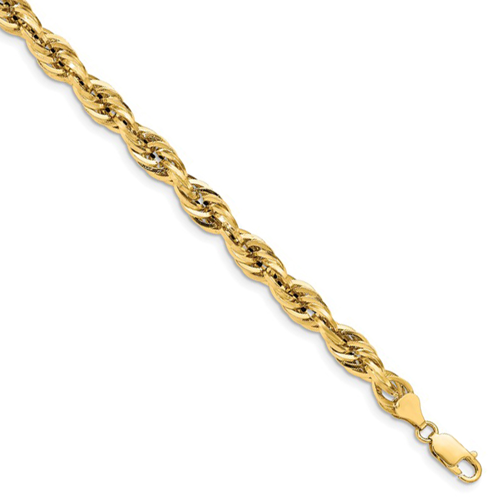 Black Bow Jewelry Company 4.75mm 14k Yellow Gold Hollow Rope Chain Necklace