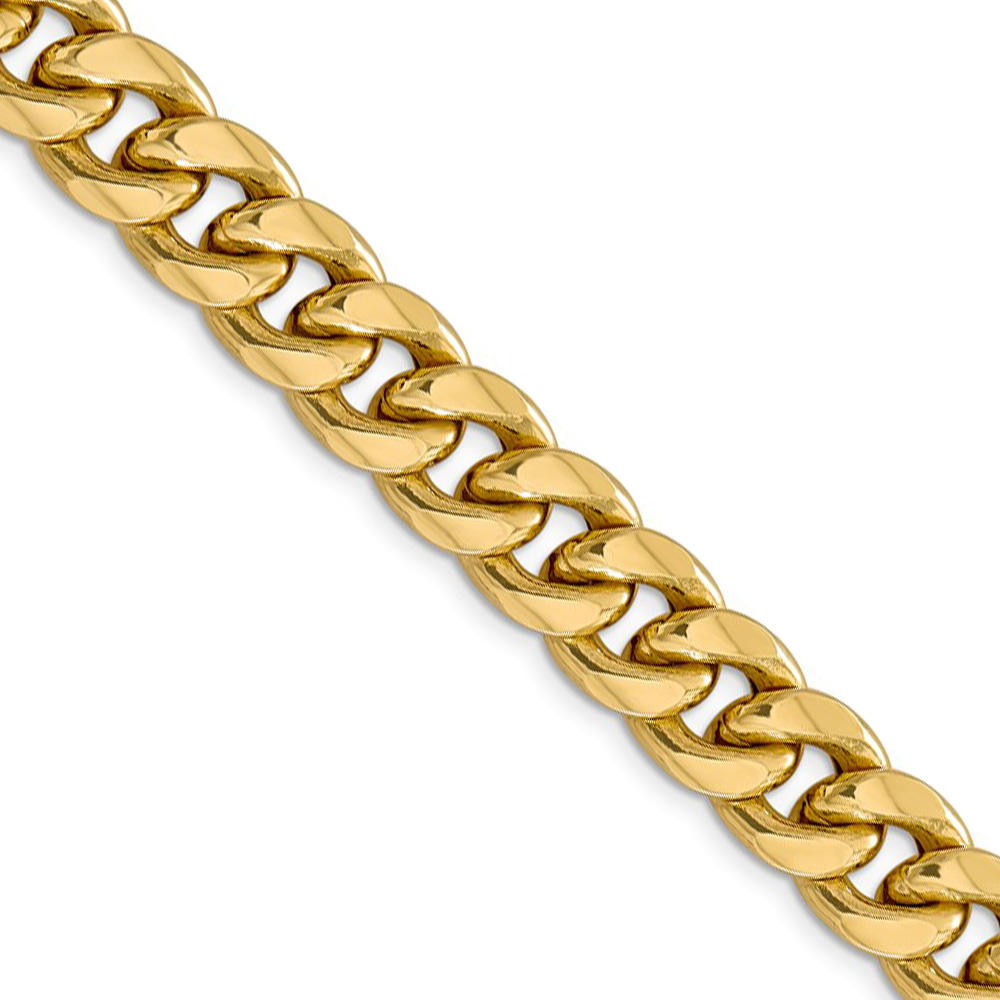 Black Bow Jewelry Company Men's 11mm 14k Yellow Gold Hollow Miami Cuban (Curb) Chain Necklace