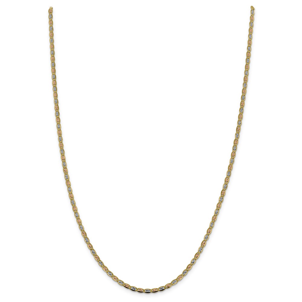 Black Bow Jewelry Company 2.75mm 14k Gold Tri-Color Solid Fancy Pave Anchor Chain Necklace