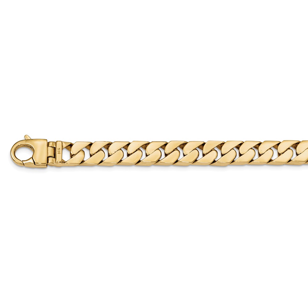 Black Bow Jewelry Company Mens 14k Yellow Gold 10.25mm Half Round Curb Chain Bracelet, 8.25 Inch