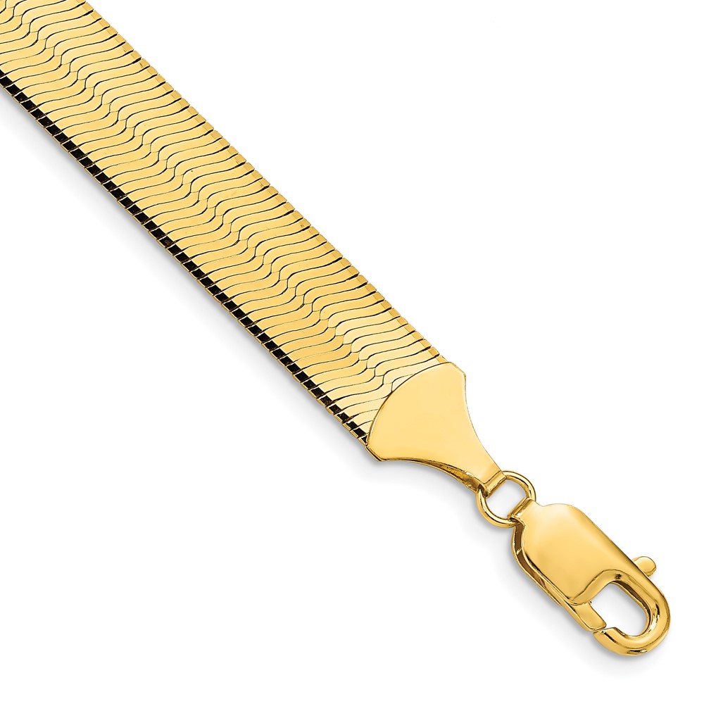 Black Bow Jewelry Company 10mm 14k Yellow Gold Solid Herringbone Chain Bracelet