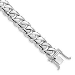Black Bow Jewelry Company Men's 14k White Gold, 10.75mm Rounded Curb Chain Bracelet, 8 Inch