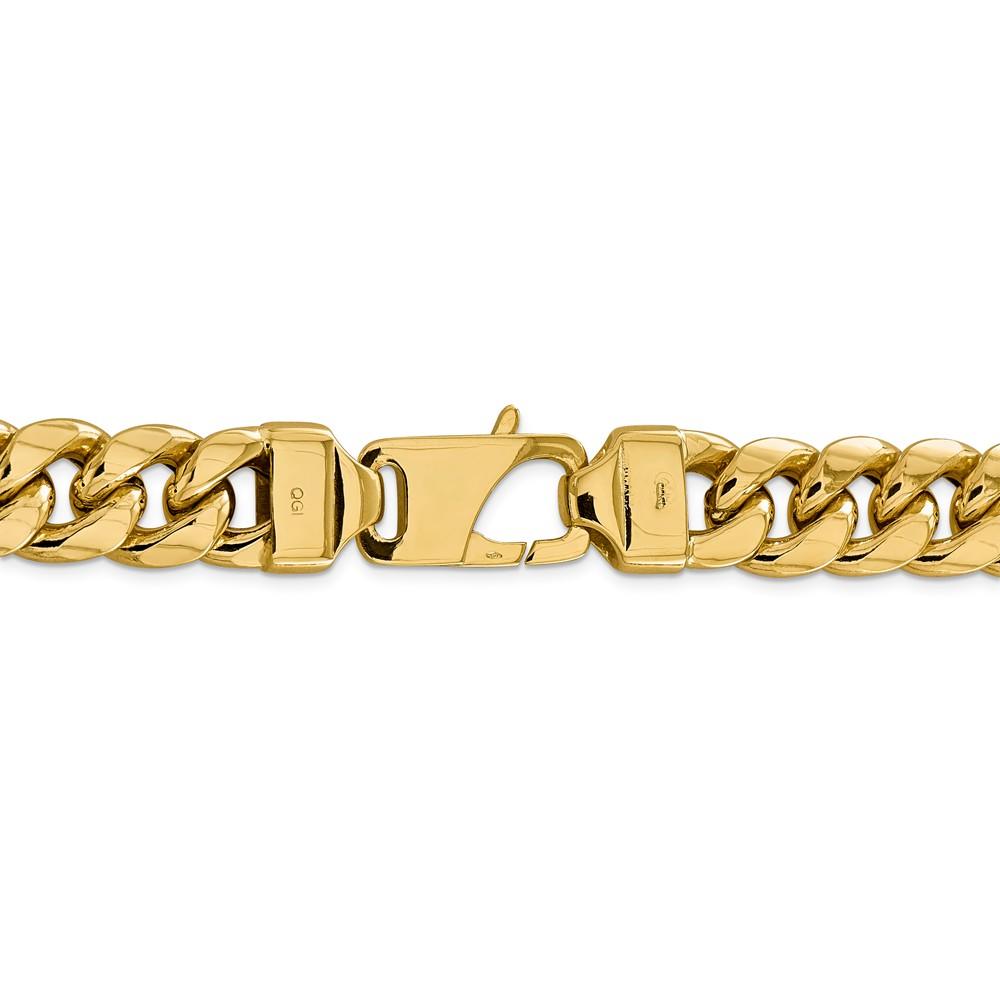Black Bow Jewelry Company Men's 15mm 14k Yellow Gold Hollow Miami Cuban (Curb) Chain Bracelet