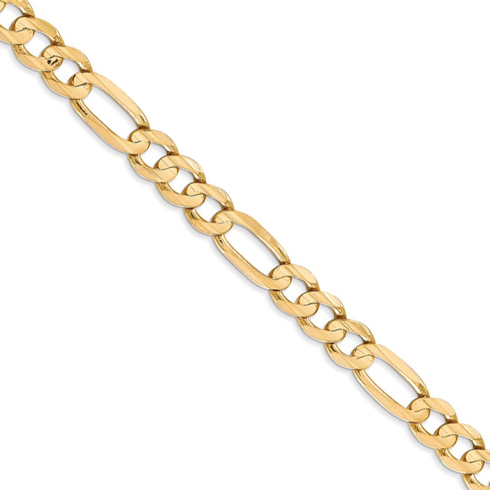 Black Bow Jewelry Company Men's 6mm 10K Yellow Gold Solid Concave Figaro Chain Necklace