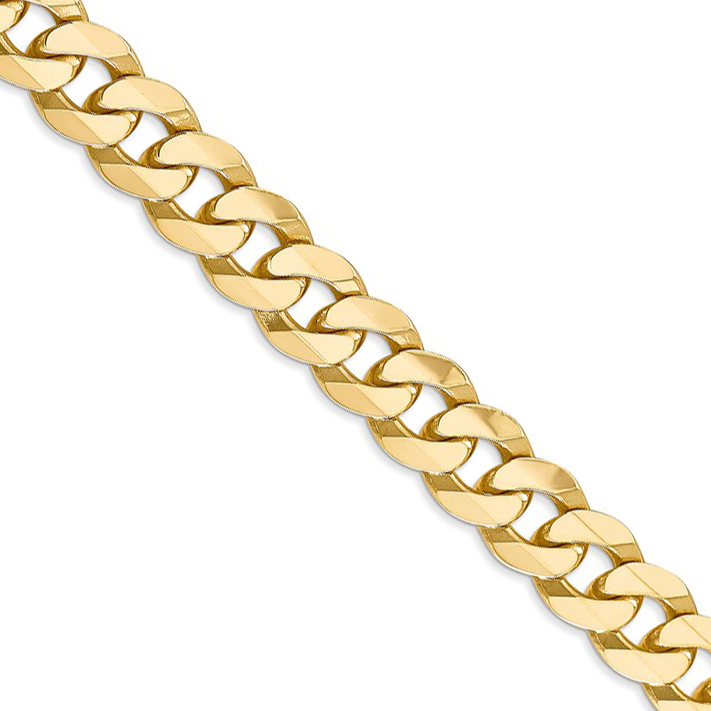 Black Bow Jewelry Company Men's 9.5mm 14k Yellow Gold Flat Beveled Curb Chain Necklace