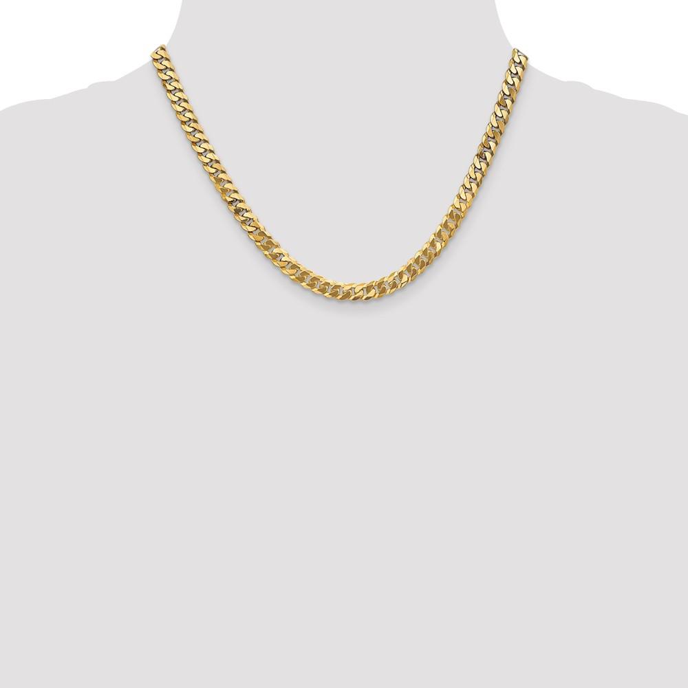 Black Bow Jewelry Company Men's 6.25mm 10k Yellow Gold Flat Beveled Curb Chain Necklace
