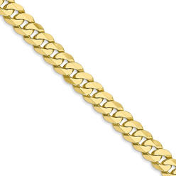Black Bow Jewelry Company Men's 6.25mm 10k Yellow Gold Flat Beveled Curb Chain Necklace