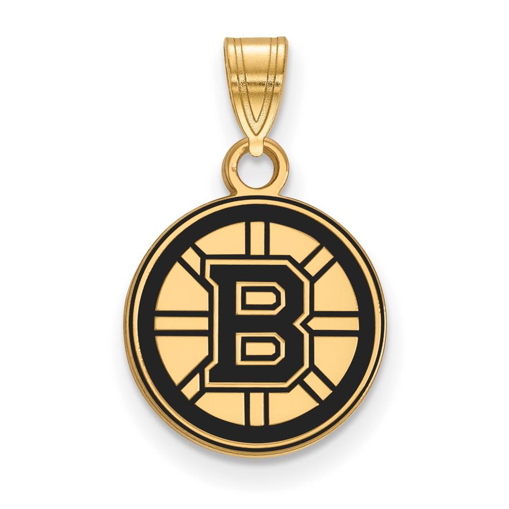 LogoArt SS 14k Yellow Gold Plated NHL Boston Bruins SM Enamel Disc Pendant