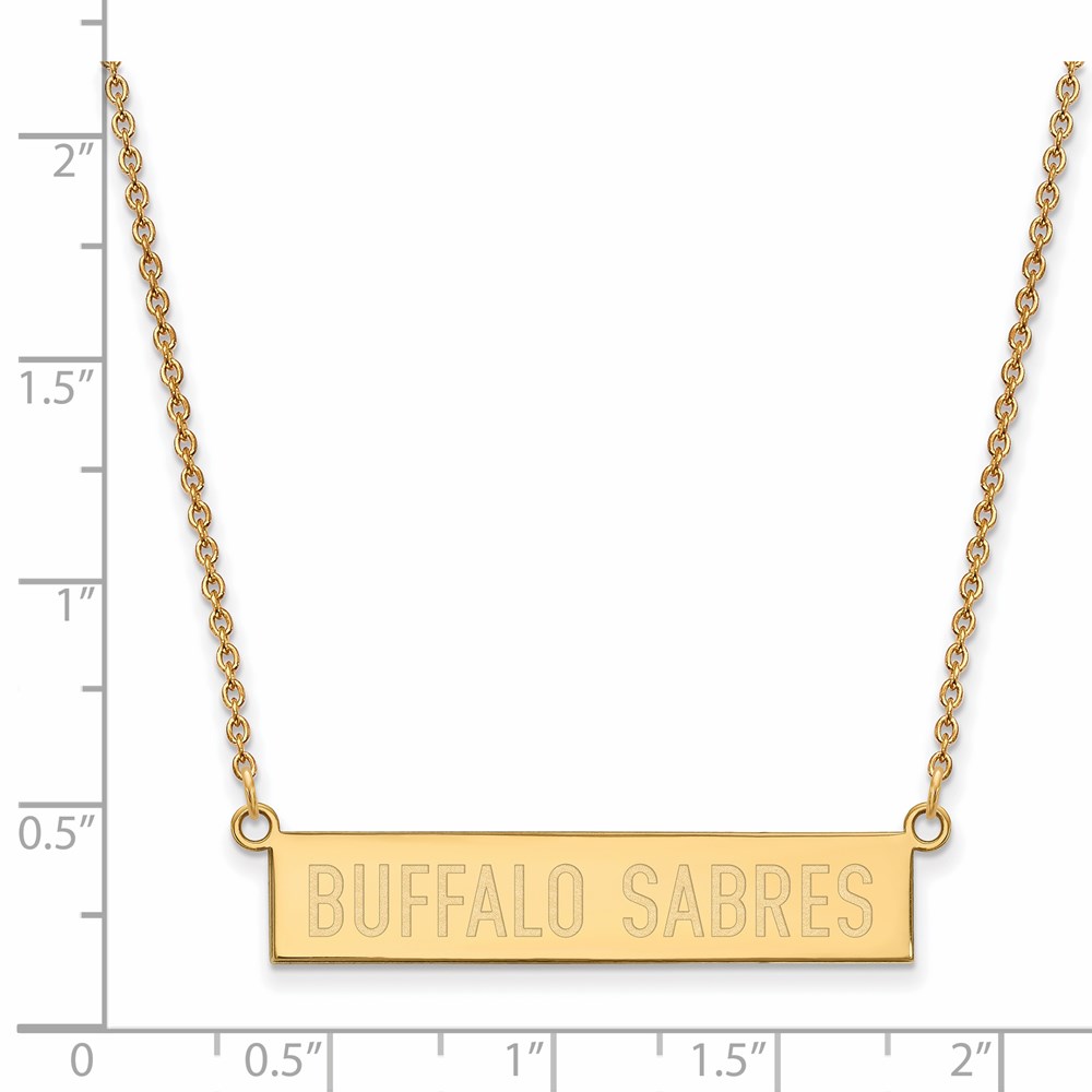 LogoArt SS 14k Yellow Gold Plated NHL Buffalo Sabres SM Bar Necklace, 18 Inch