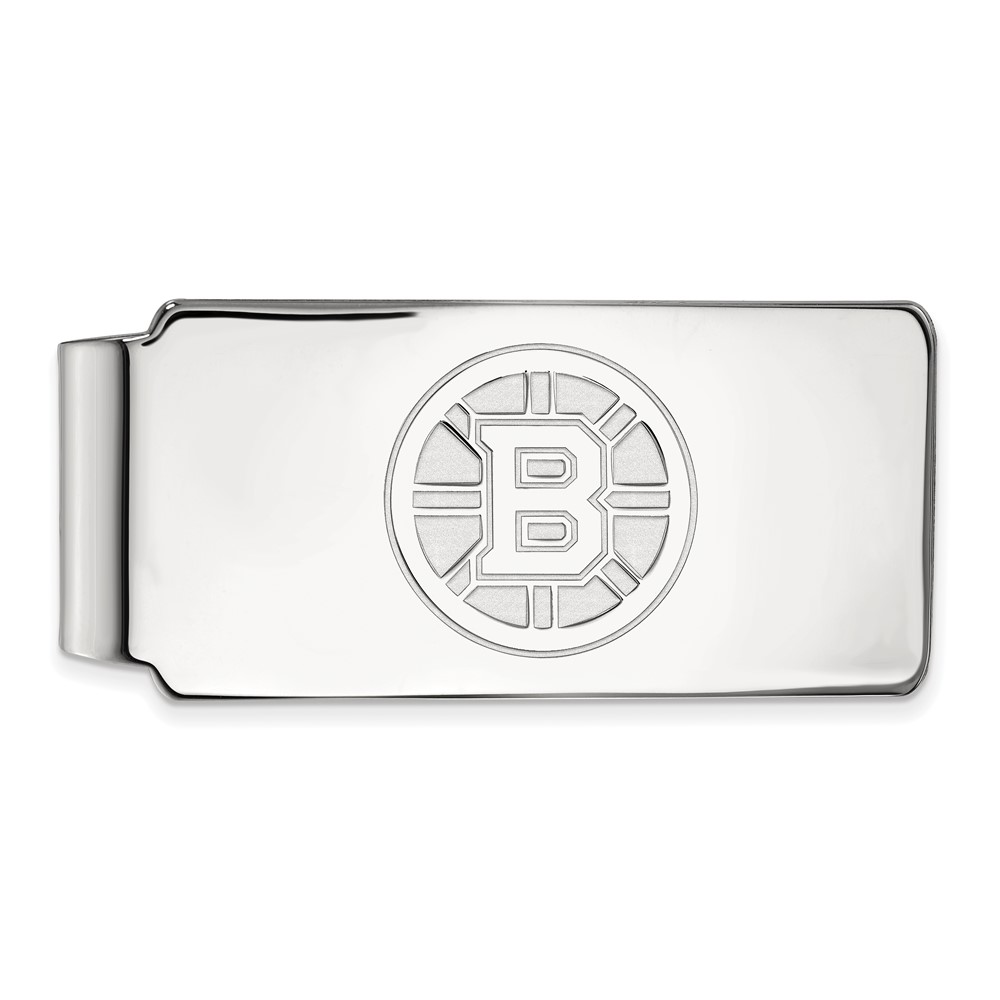 LogoArt 14k White Gold NHL Boston Bruins Money Clip