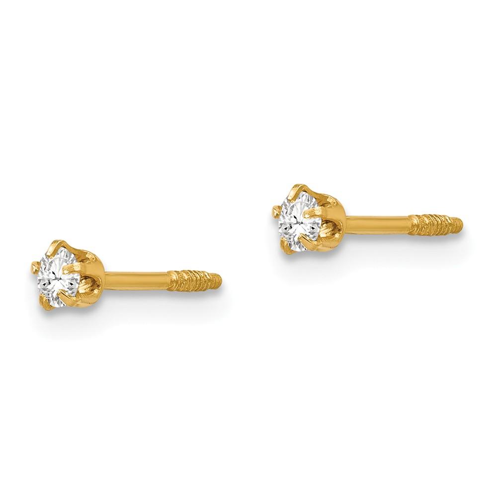 Black Bow Jewelry Company Kids 14k Yellow Gold & Crystal Reversible 3mm Ball Screw Back Earrings
