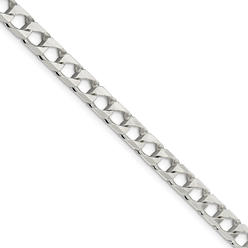 Black Bow Jewelry Company Men's 6.25mm Sterling Silver Flat Square Curb Chain Necklace