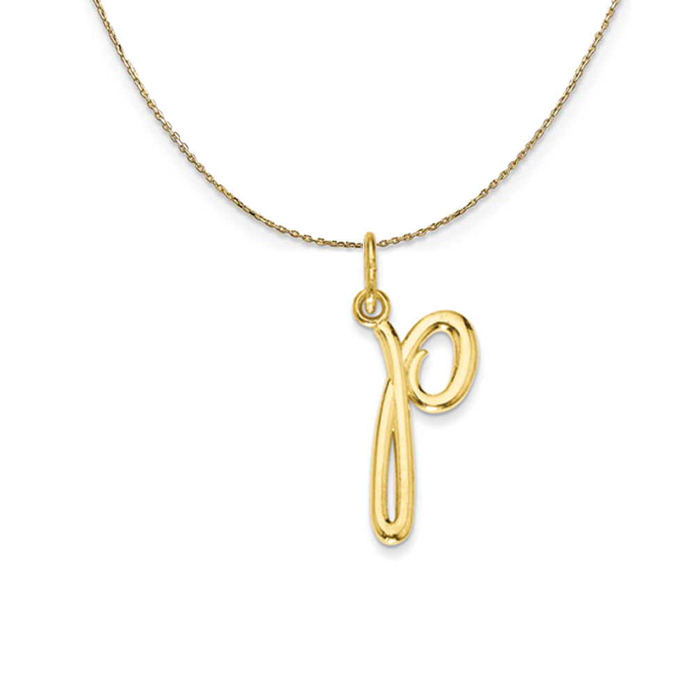 Black Bow Jewelry Company 14k Yellow Gold, Claire Mini Lower Case Initial P Necklace