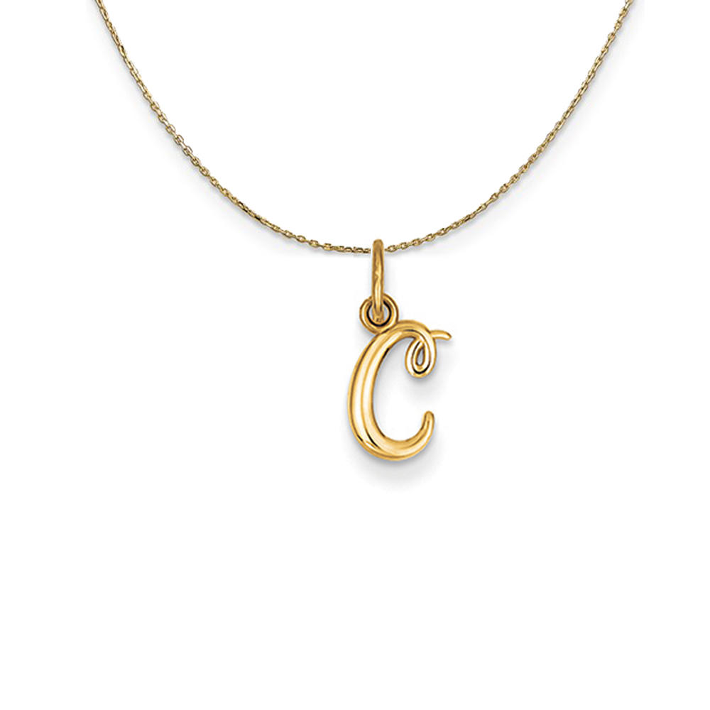 Black Bow Jewelry Company 14k Yellow Gold, Claire Mini Lower Case Initial C Necklace