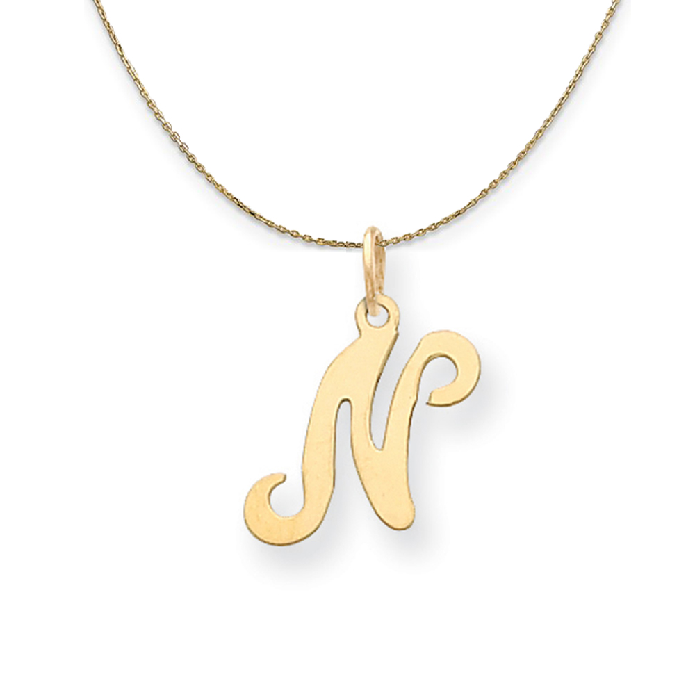 Black Bow Jewelry Company 14k Yellow Gold, Sophia, Sm Script Initial N Necklace