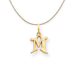 Black Bow Jewelry Company 14k Yellow Gold, Isabelle, Mini Letter M Initial Necklace