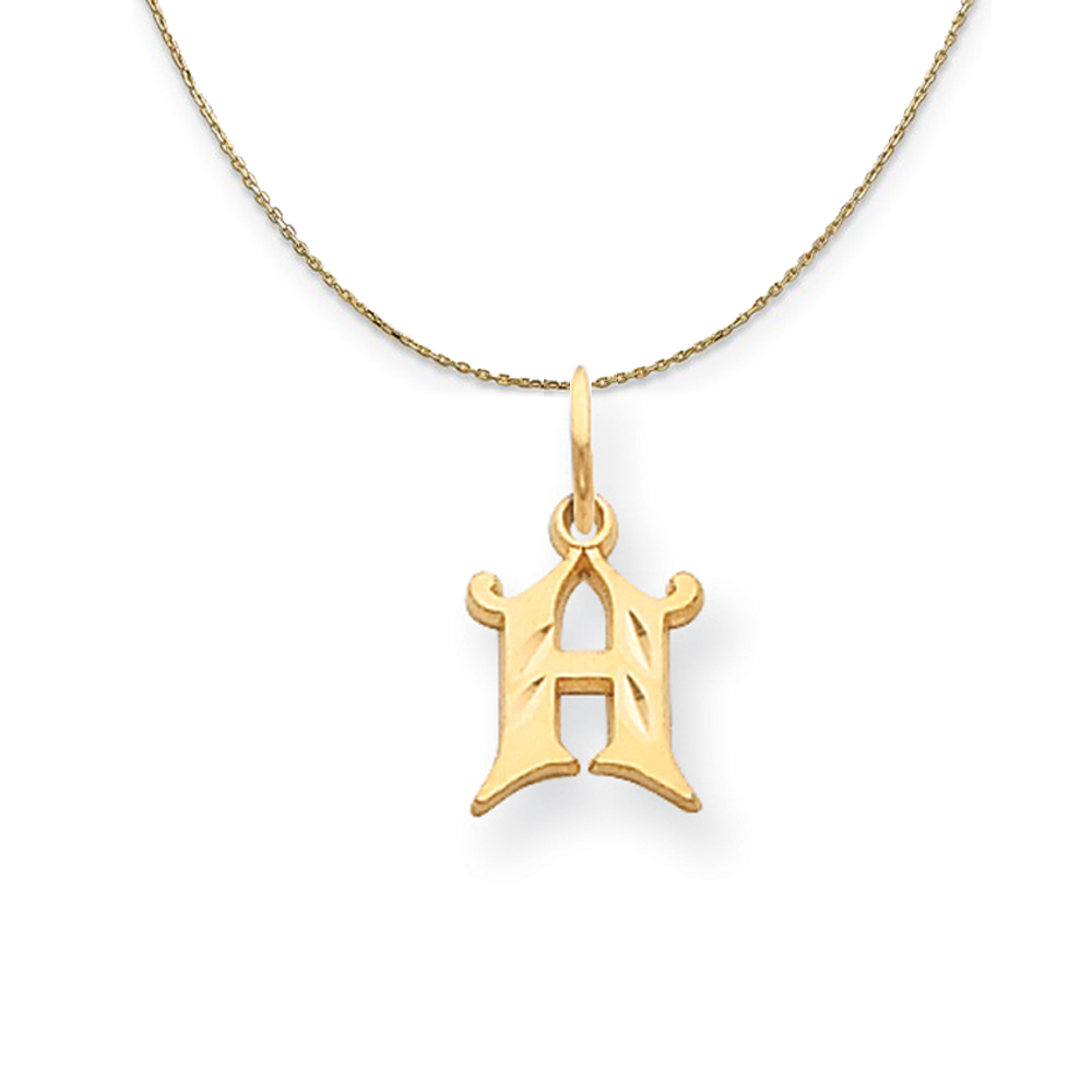 Black Bow Jewelry Company 14k Yellow Gold, Isabelle, Mini Letter H Initial Necklace