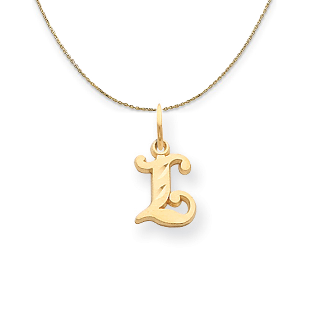 Black Bow Jewelry Company 14k Yellow Gold, Isabelle, Mini Letter L Initial Necklace