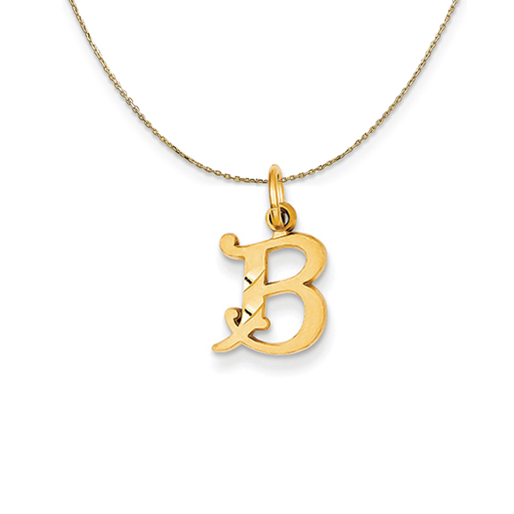 Black Bow Jewelry Company 14k Yellow Gold, Isabelle, Mini Letter B Initial Necklace