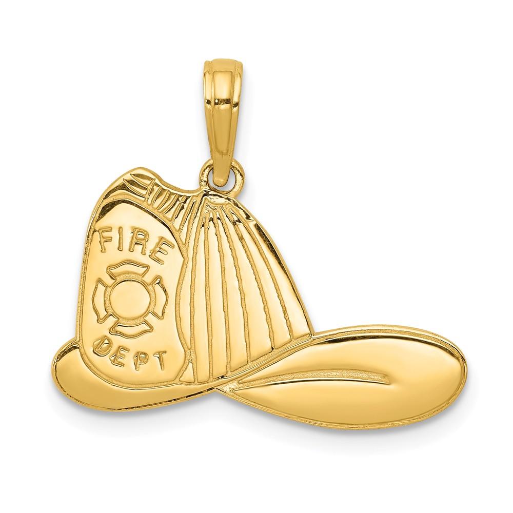 Black Bow Jewelry Company 14k Yellow Gold Large Fire Dept. Hat Pendant