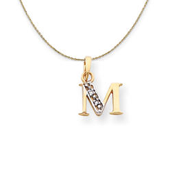 Black Bow Jewelry Company 14k Yellow Gold Chloe Mini Diamond Accent initial M Necklace