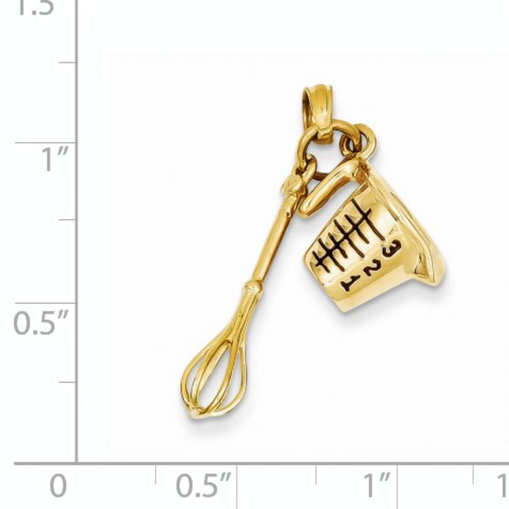 Black Bow Jewelry Company 14k Yellow Gold and Enamel 3D Measuring Cup and Whisk