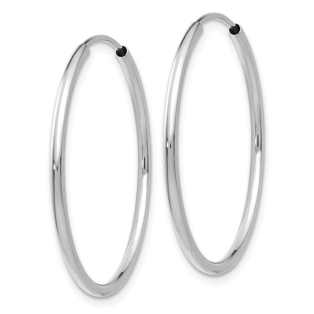 Black Bow Jewelry Company 1.5mm, 14k White Gold Endless Hoop Earrings, 26mm (1 Inch)