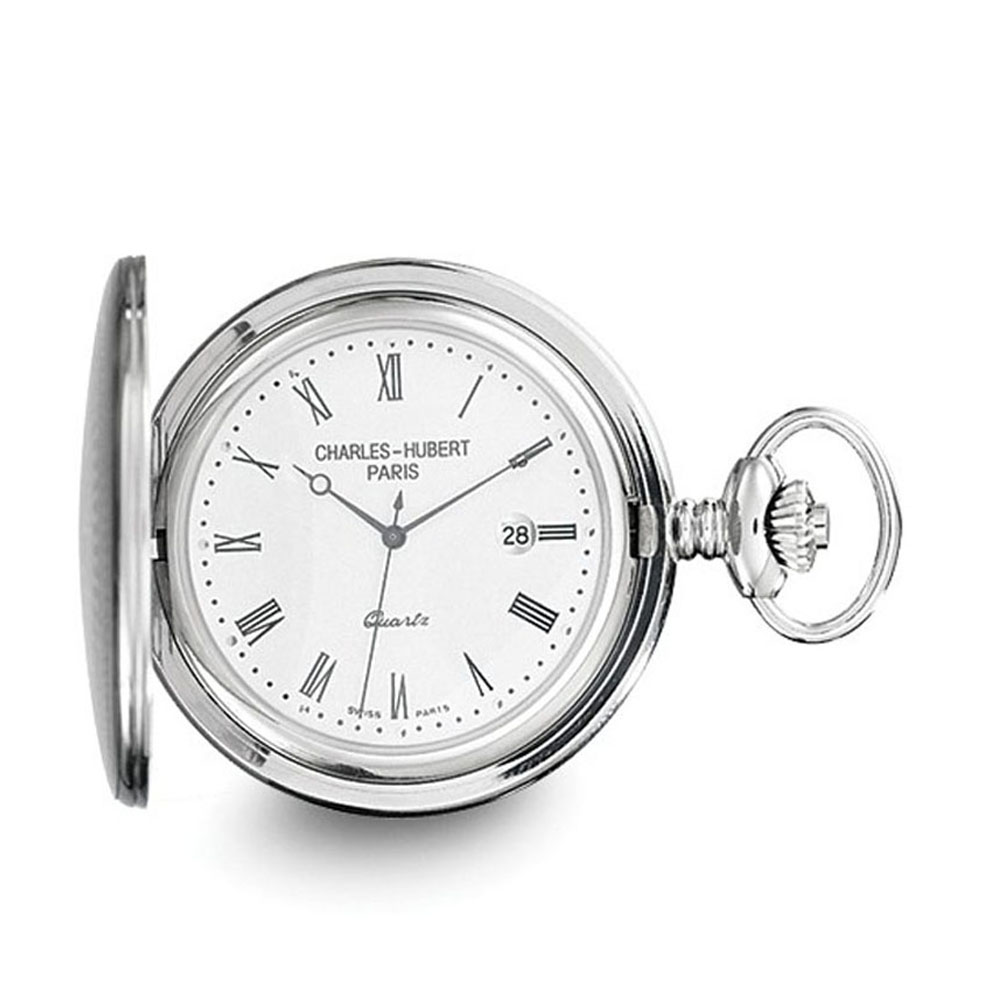 Charles-Hubert Charles Hubert Stainless Steel White Dial Pocket Watch