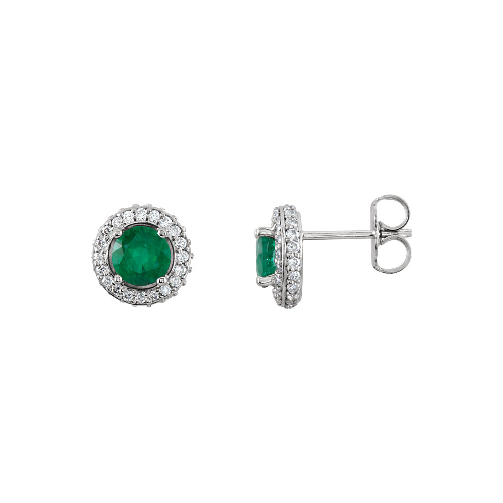 Black Bow Jewelry Company Emerald & Diamond Entourage 8mm Post Earrings in 14k White Gold