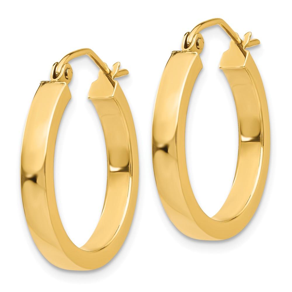 Black Bow Jewelry Company Polished 14k Yellow Gold 2x3x20mm Square Tube Round Hoop Earrings