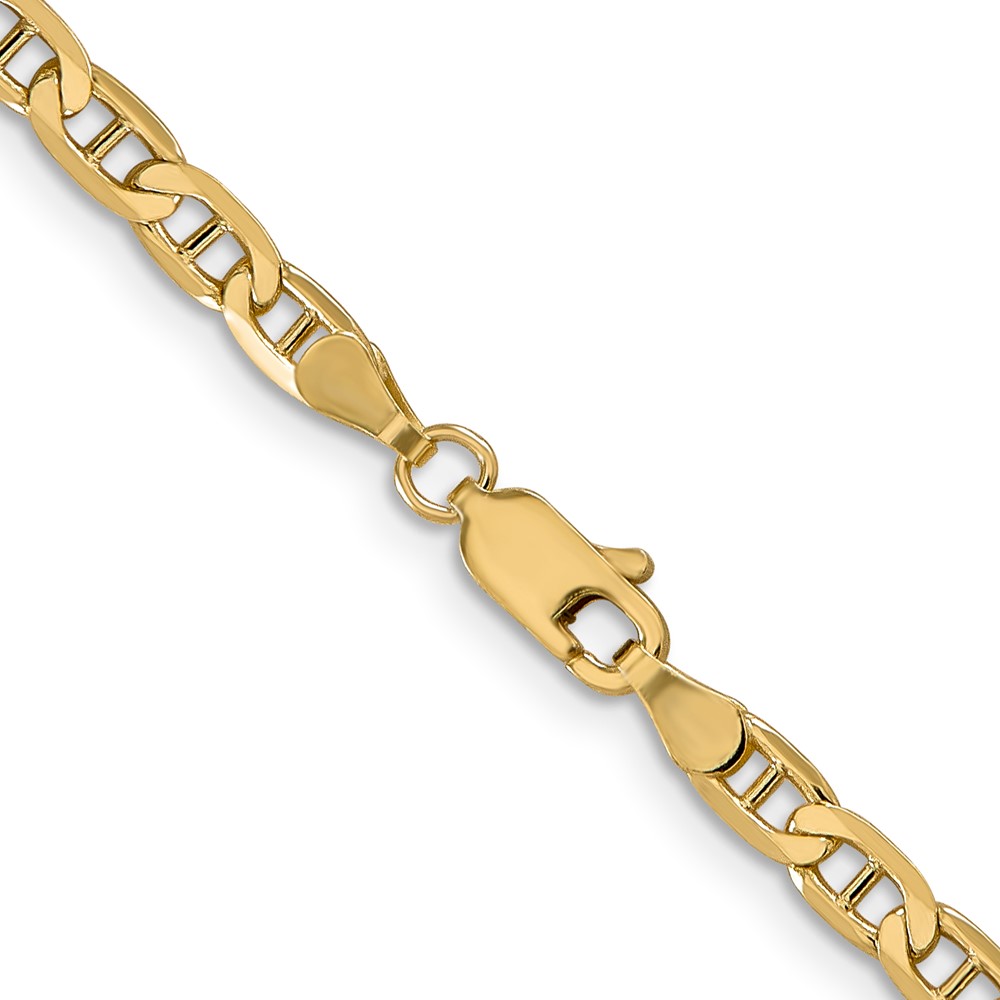 Black Bow Jewelry Company 3.75mm, 14k Yellow Gold, Solid Concave Anchor Chain Necklace