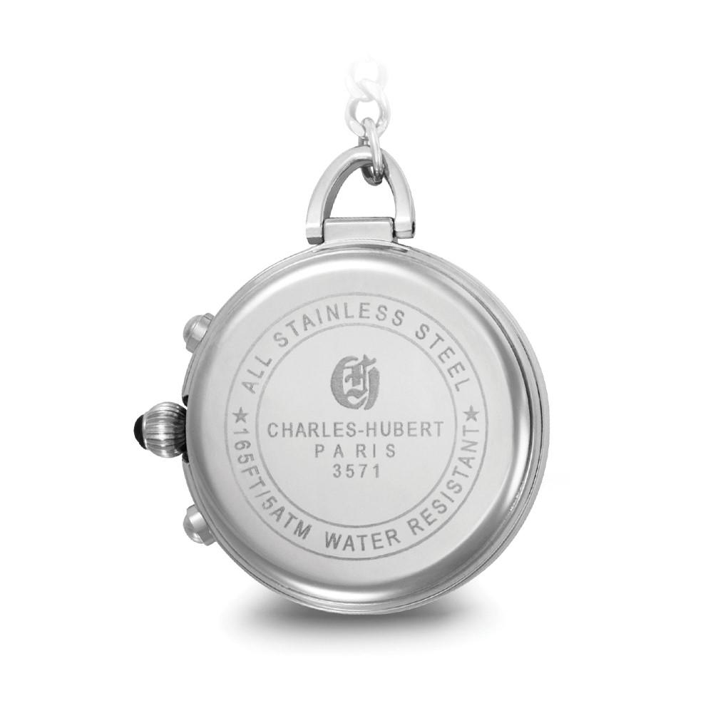Charles-Hubert Charles Hubert Solid Stainless Steel White Dial 42mm Pocket Watch