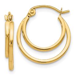 Black Bow Jewelry Company 1mm Double Split Round Hoop Earrings in 14k Yellow Gold, 17mm (5/8 In)