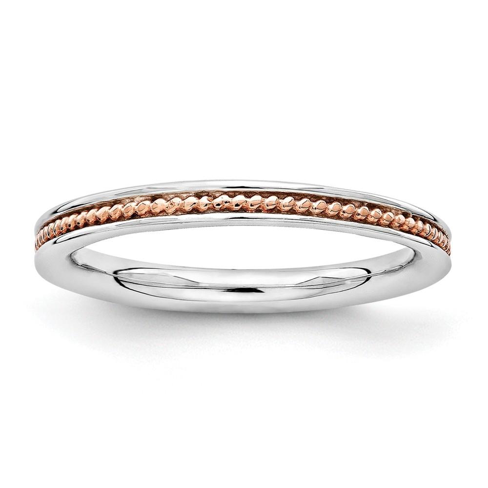 Stackable Expressions 2.25mm Sterling Silver Stackable Rose Gold Tone Plated Channeled Band