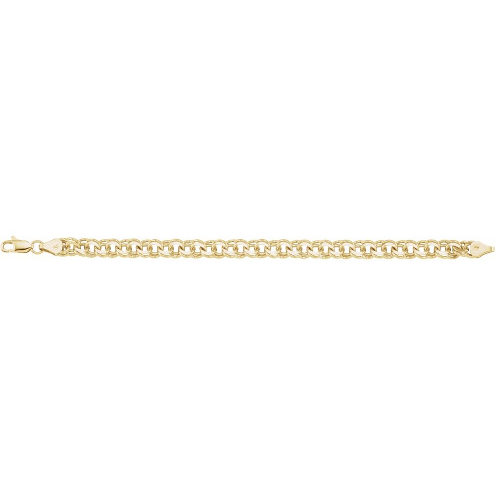 Black Bow Jewelry Company 7mm 14k Yellow Gold Solid Double Cable Chain Charm Bracelet