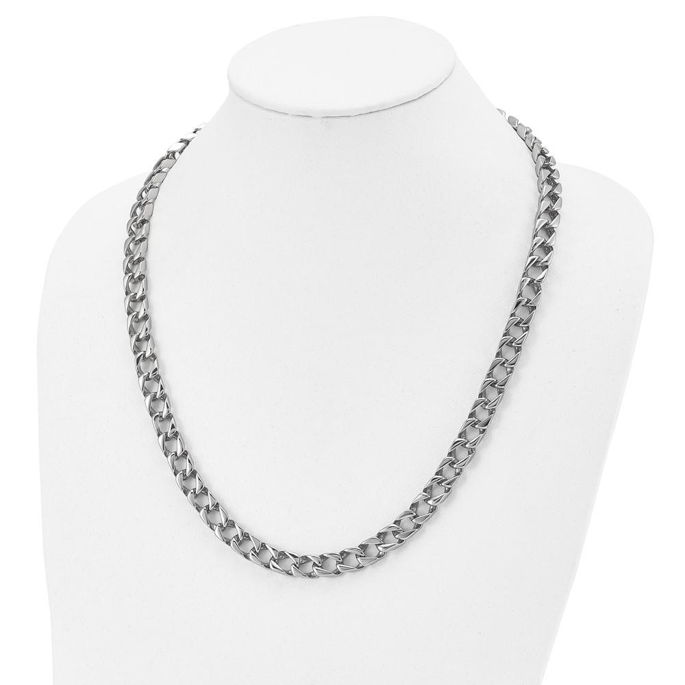 Black Bow Jewelry Company Men's 9mm Stainless Steel Polished Square Curb Chain Necklace, 24 Inch