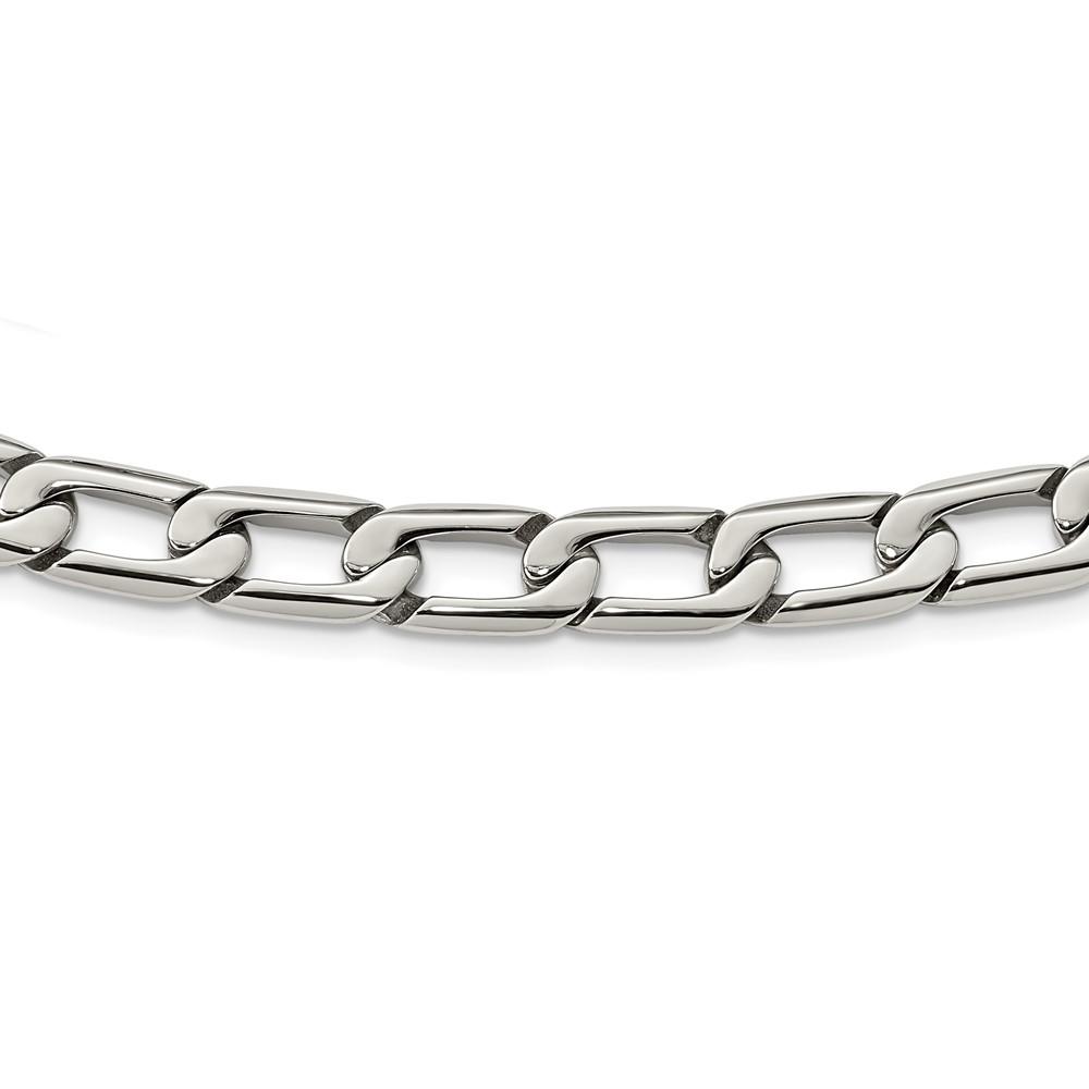Black Bow Jewelry Company Men's 11mm Stainless Steel Open Oval Curb Chain Necklace, 24 Inch