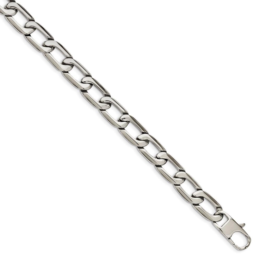 Black Bow Jewelry Company Men's 11mm Stainless Steel Open Oval Curb Chain Necklace, 24 Inch