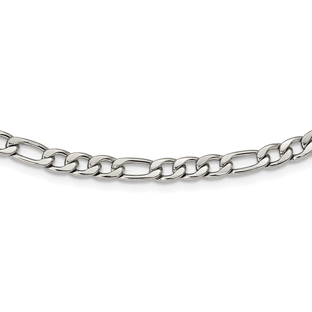 Black Bow Jewelry Company 6mm Stainless Steel Polished Figaro Chain Necklace, 24 Inch
