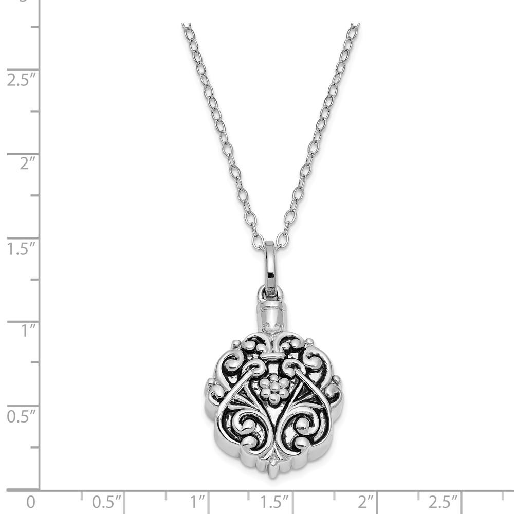 Deborah Birdoes Rhodium Plated Sterling Silver Scroll Ash Holder Necklace, 18 Inch