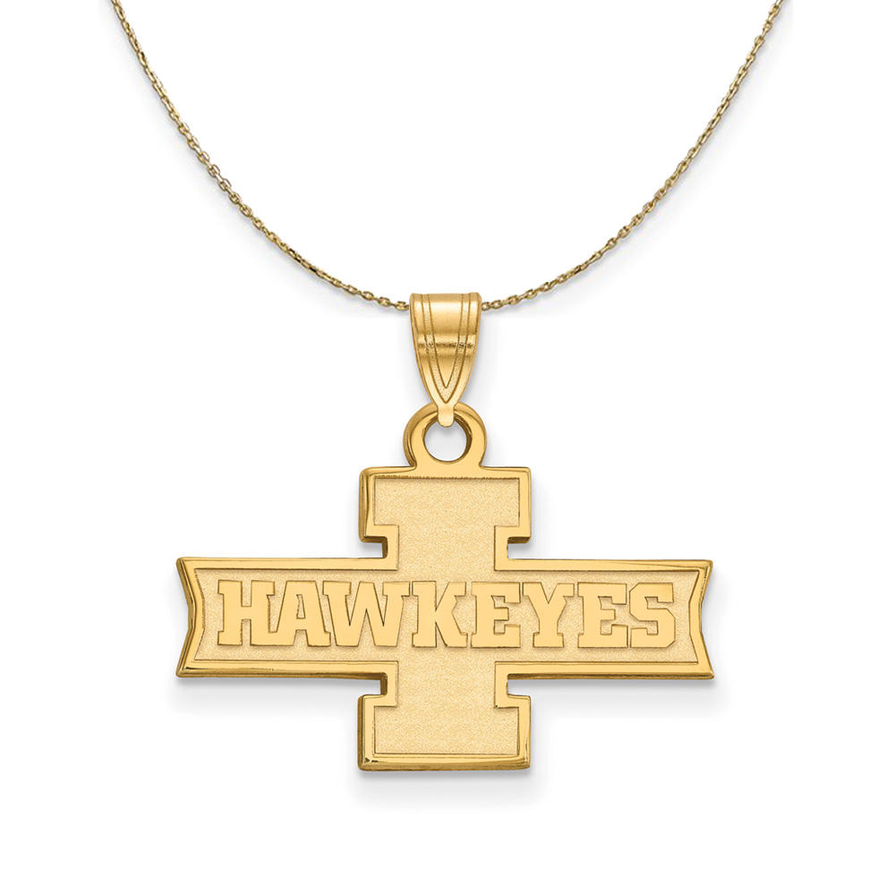 Black Bow Jewelry Company 14k Yellow Gold U. of Iowa Small 'Hawkeyes' Necklace