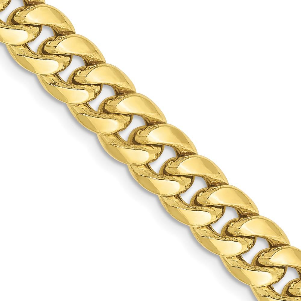 Black Bow Jewelry Company Men's 6.75mm 10K Yellow Gold Hollow Cuban Curb Chain Necklace