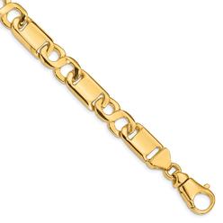 Black Bow Jewelry Company Men's 10.5mm 14K Yellow Gold Solid Fancy Link Chain Bracelet, 8.5 Inch