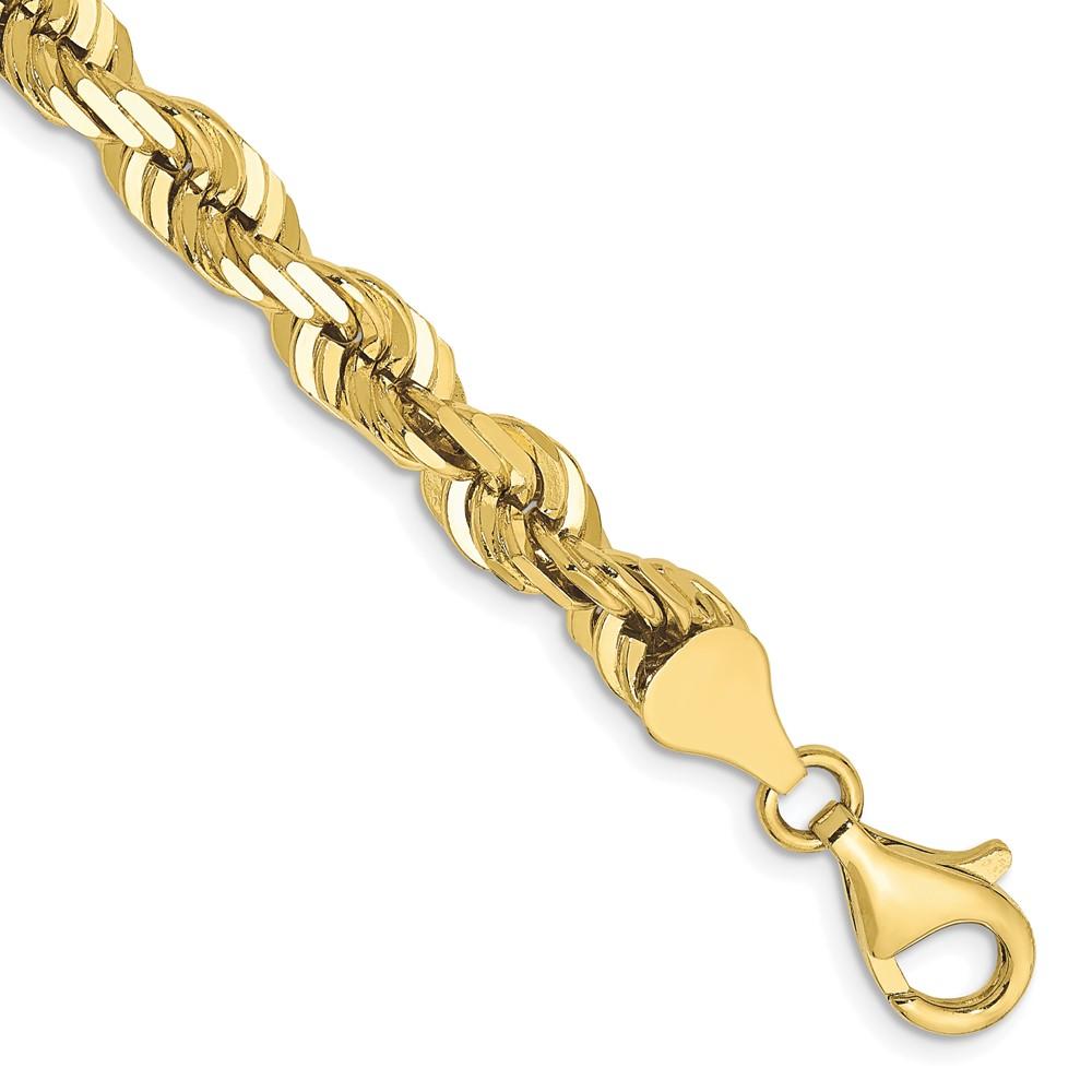 Black Bow Jewelry Company Men's 6.5mm 10K Yellow Gold D/C Solid Rope Chain Necklace