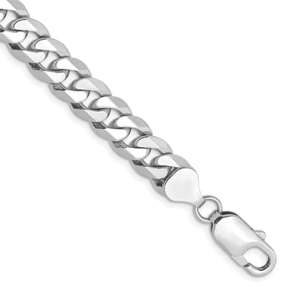 Black Bow Jewelry Company Men's 8.5mm 14K White Gold Solid Beveled Curb Chain Necklace