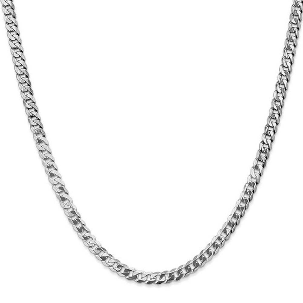 Black Bow Jewelry Company Men's 8.5mm 14K White Gold Solid Beveled Curb Chain Necklace