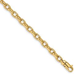 Black Bow Jewelry Company 5mm 14K Yellow Gold Solid Polished Fancy Cable Chain Bracelet