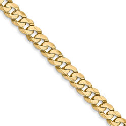 Black Bow Jewelry Company 4.6mm, 14k Yellow Gold Solid Beveled Curb Chain Bracelet